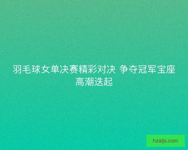羽毛球女单决赛精彩对决 争夺冠军宝座高潮迭起
