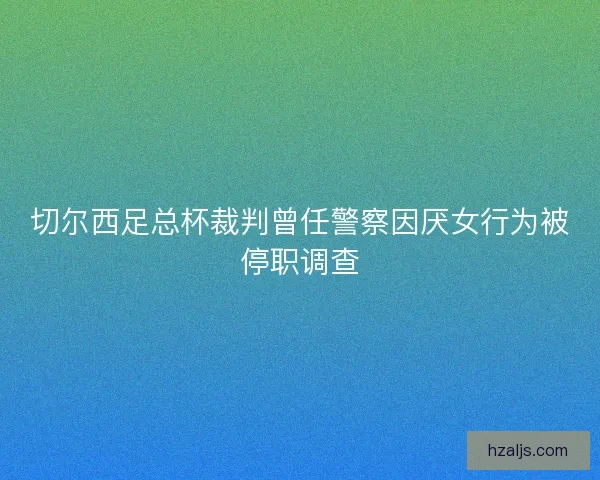 切尔西足总杯裁判曾任警察因厌女行为被停职调查